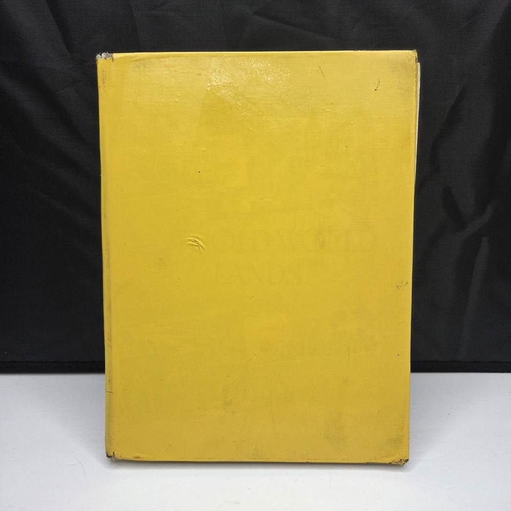 Vintage 1950s Old World Lands Geography Textbook Signed School Book Yellow